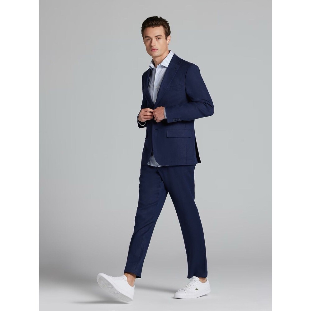 $420 NEW TOMMY HILFIGER MENS 40R NAVY LINEN COTTON 2 PIECE SUIT WITH PANTS 32X32